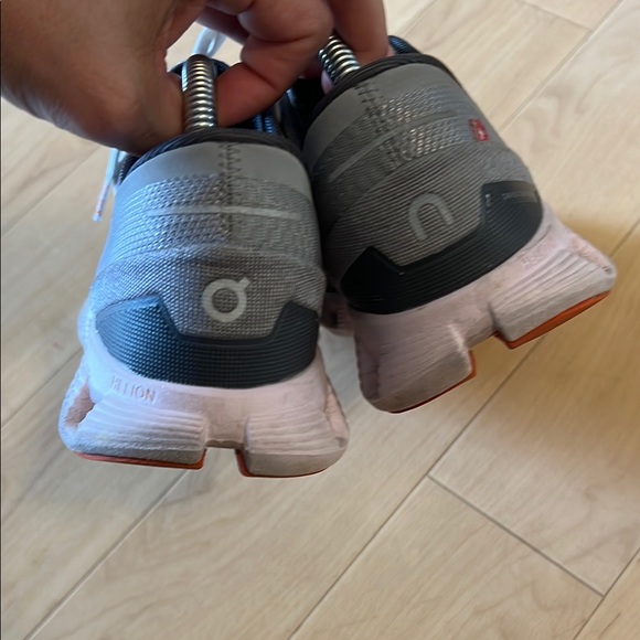 On Running Gray and Orange Athletic Shoes with Cushioned Midsole - Picture 9 of 14